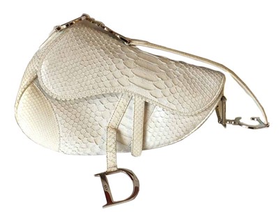 Lot 448 - Christian Dior white snake skin effect saddle bag