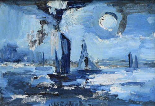 Lot 483 - J.L. Isherwood, Solent, oil on board.