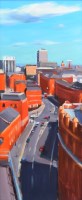 Lot 551 - Liam Spencer, Manchester street scene, oil.