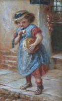 Lot 640 - Frederick James Shields, Bread Ration in Secret is Sweet, watercolour.