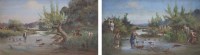 Lot 644 - Thomas Ivester Lloyd, Otter hunting, watercolours (2).