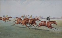 Lot 647 - English School, 19th century, Liverpool Spring Meeting 1899 - The Tyro Stakes, watercolour.