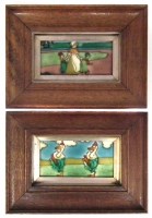 Lot 112 - Two Frederick Rhead designed tiles, tubed lined by Charlotte or Dollie with
