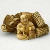 Lot 143 - Ivory netsuke of a water buffalo