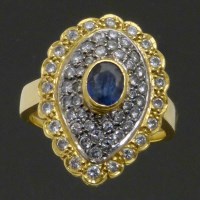 Lot 203 - Sapphire and diamond fig cluster ring