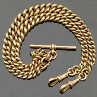 Lot 217 - 9ct double Albert watch chain