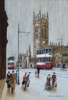Lot 299 - Arthur Delaney, Manchester Cathedral, oil.