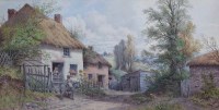 Lot 420 - Tom Rowden, A Sussex Village, watercolour.
