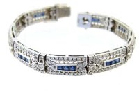 Lot 385 - 18k white gold art deco style bracelet, of nine
