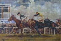 Lot 652 - English School, 20th century, At the Races, oil.