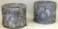 Lot 854 - Pair of cast lead cylindrical planters