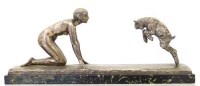 Lot 16 - Art Deco silvered bronze group.