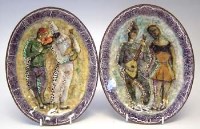 Lot 23 - Pair of Italian oval enamel plates signed Bari