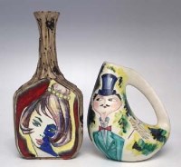 Lot 172 - Flat sided vase in the style of Fantoni, and a streamline jug