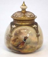 Lot 233 - Royal Worcester lidded vase by Stinton.