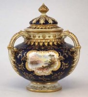 Lot 243 - Coalport three handled vase.