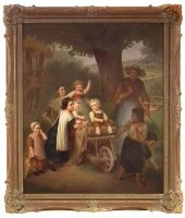 Lot 259 - Vienna plaque children on a barrow.