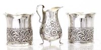 Lot 291 - Two silver beakers, cream jug.