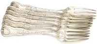 Lot 306 - Set of six Kings pattern table forks.