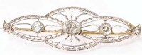 Lot 347 - Platinum and gold diamond lobed brooch circa