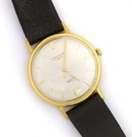 Lot 422 - Longines 18ct gold mans wrist watch