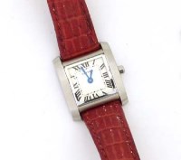 Lot 431 - Cartier stainless lady's wristwatch, guilloche