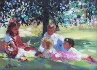 Lot 437 - Dianne Flynn, Listening in the Apples, oil.