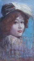Lot 442 - Bohuslav Barlow, Karen in Cerulean, oil on board.