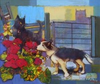 Lot 443 - Bohuslav Barlow, Corner of the Yard, oil.