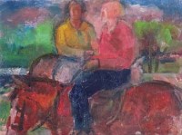 Lot 458 - Reg Gammon, Horse riding on the Isle of Arran, oil.