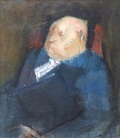 Lot 462 - Style of Francis Bacon, Portrait of Alfred Hitchcock, oil.