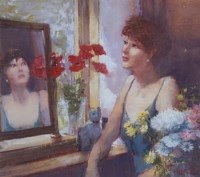 Lot 470 - Bohuslav Barlow, Reflections in the Mirror, oil.