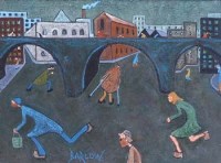 Lot 471 - Albert Barlow, Stop Him!  He's Nicked Me Bag, oil.
