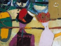 Lot 480 - A. Oscar, Beach scene, oil.