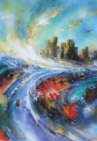 Lot 484 - David Wilde, A Splash of Sunlight, near Manobriar Castle, oil.