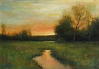 Lot 491 - David R. Jones, 20th century, Rural sunset, oil.