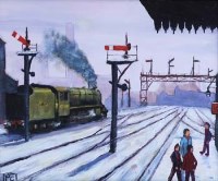 Lot 499 - Peter Chippendale, Railway scene, oil.