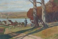 Lot 500 - Milanese, 20th century, Rural view with shepherd and flock, oil.