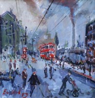 Lot 502 - Frederick England, Tram Stop, acrylic.