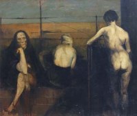 Lot 516 - John Edwards, Three Figures, oil.