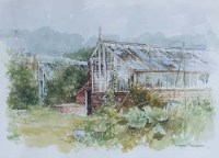 Lot 533 - George Thompson, Derelict Greenhouse, Burton Manor, watercolour.
