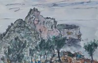 Lot 535 - Paul Maze, Coastal mediterranean scene, watercolour.