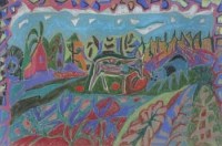 Lot 569 - Uno Vallman, Farm landscape, pastel.