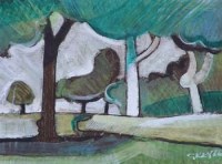 Lot 572 - G. Key, Trees in landscape, m/m.