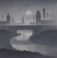 Lot 576 - Trevor Grimshaw, Evening Canal, pencil.