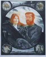 Lot 584 - Fritz Aigner, Self portrait, etching.