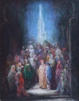 Lot 606 - Jonas, 19th century, Figure group, oil.