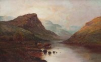 Lot 615 - A. de Breanski Jnr, Highland loch scene, oil on canvas.