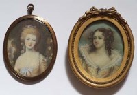 Lot 630 - Two female miniature portraits (2).