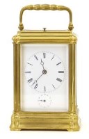 Lot 642 - French brass carriage clock alarm.